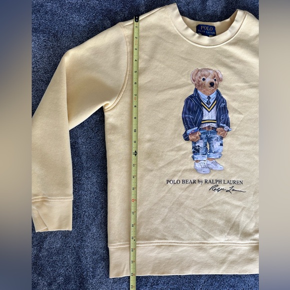 Polo Bear By Ralph Lauren Yellow Fleece Sweatshirt- Size M (10-12) - Picture 6 of 8